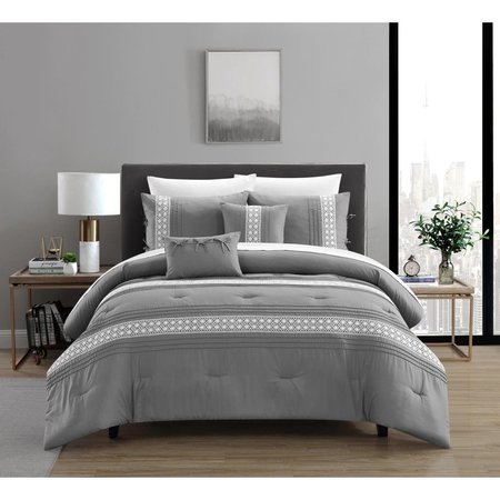 FIXTURESFIRST 9 Piece Bryent Comforter Set, Gray - King Size FI1700082